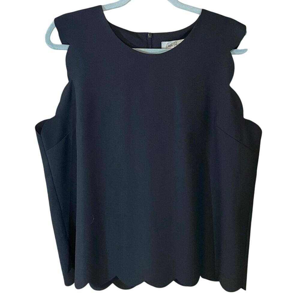 Charlie Paige Black Scalloped Edge Sleeveless Blouse Women’s Size Large
